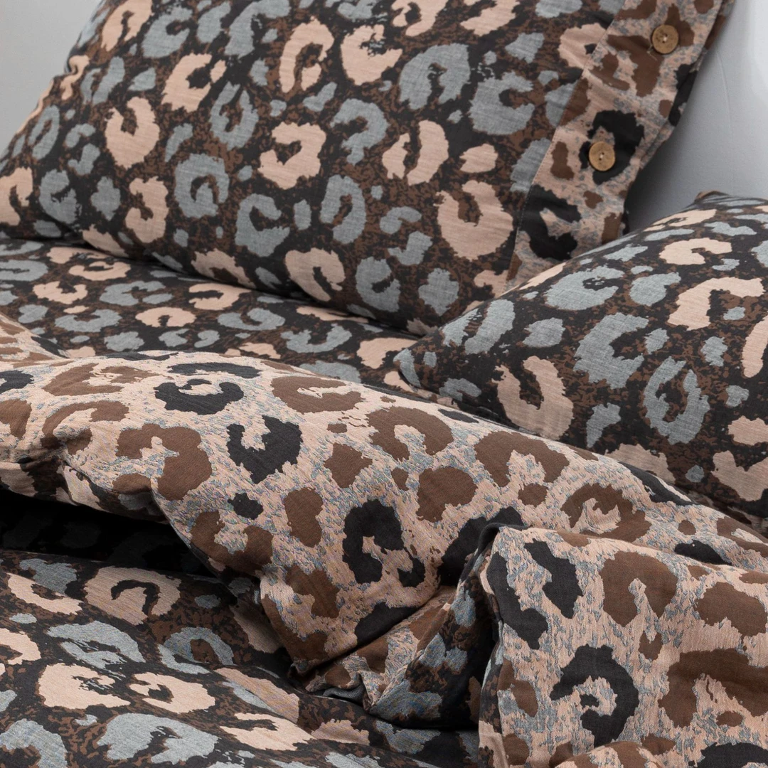 【咖豹纹枕套】轻奢纯棉双层纱高端亲肤成人枕套