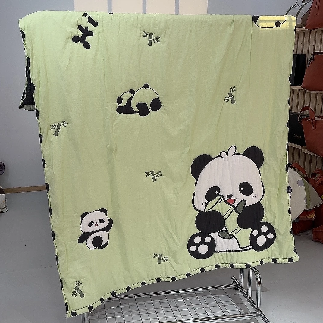 【竹子熊猫】150*200单人可爱加厚卡通透气亲肤可爱成人柔软泡芙被