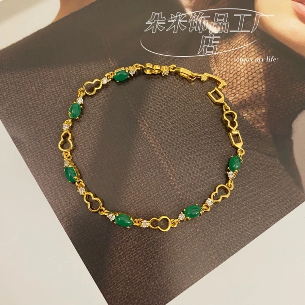 SL2241 精工版镶锆绿葫芦镂空手链 高级感轻奢女手饰