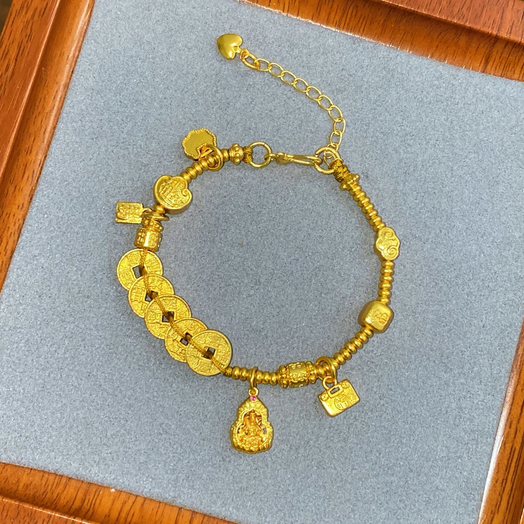 SL2427 虚空藏葫芦五帝钱多元素碎金手链