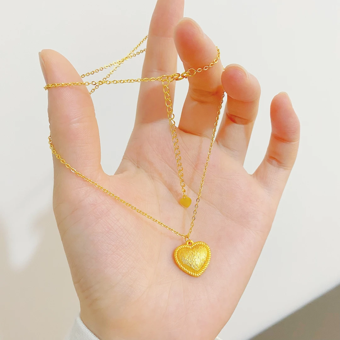 XL3512 拉丝爱心项链 甜美简约时尚百搭女生锁骨链
