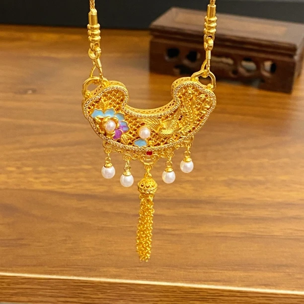 XL3462 【双钩蛇骨链款】白珠螺钿凤凰牡丹流苏锁包