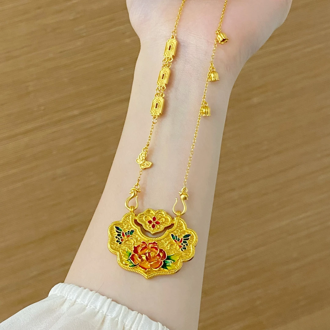 XL3439 【铃兰花双钩链款】花开富贵锁包铃兰花项链