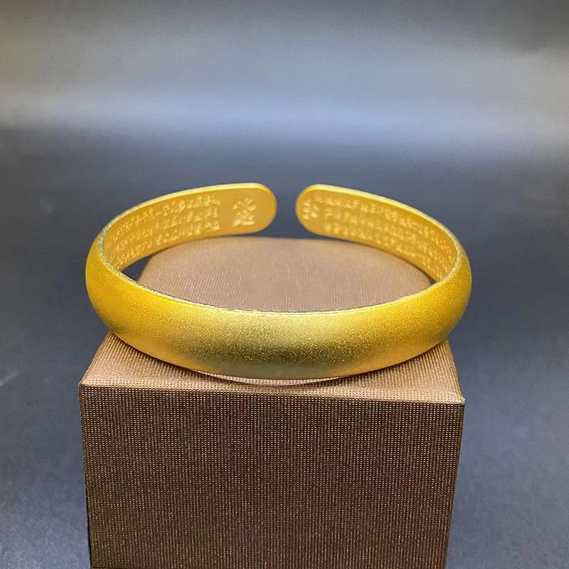 SZ1031 高品质 C口心经宽面六字真言手镯复古百搭