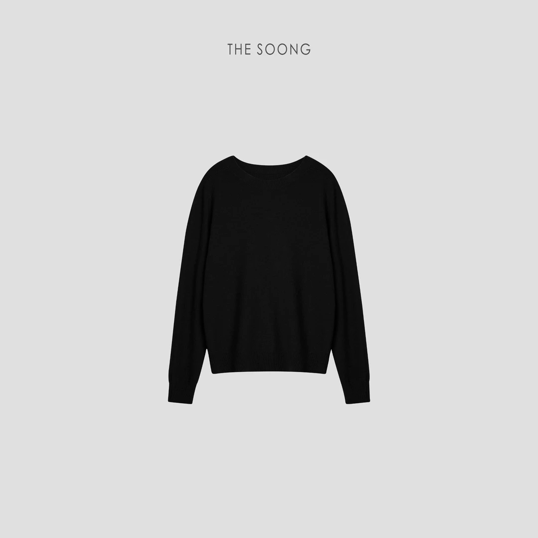 THESOONG |”100%绵羊毛"高密织法 巨软黑色打底衫 HBWCMY223036