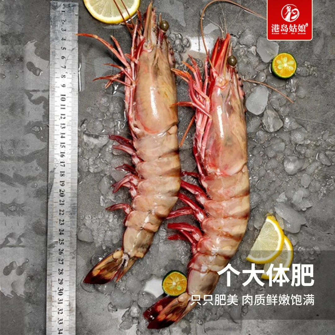 港岛姑娘海捕特大红爪虾3-4两/只 顺丰包邮 东山岛深海大虾黑虎虾