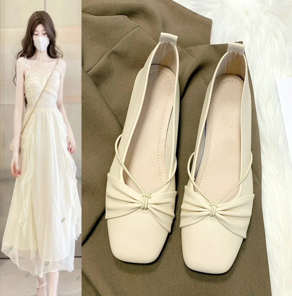 2025新款玛丽珍仙女法式软底单鞋女浅口晚晚风平底一脚蹬奶奶瓢鞋