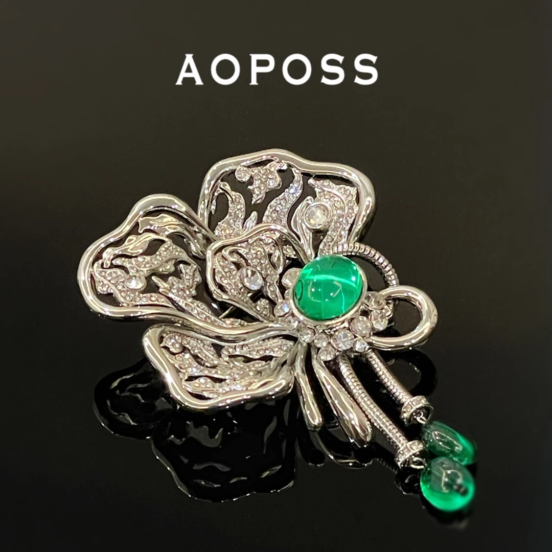 AOPOSS白姿 镀K金 [生菜胸针]原创设计镶嵌高端奢华