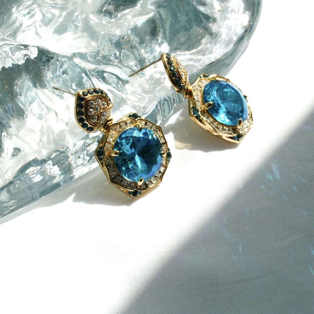 AOPOSS白姿 镀K金 [宝莲]耳钉夹原创设计小众饰品氛围感饰