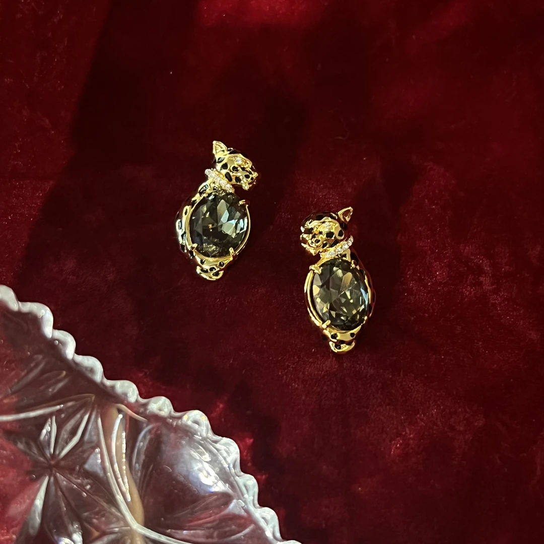 AOPOSS白姿 镀K金 [花豹]耳钉夹经典原创设计精致时尚