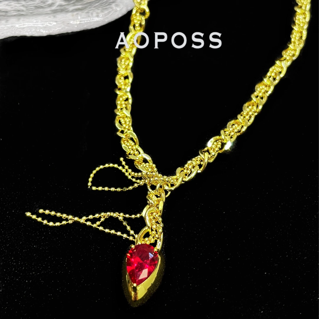 AOPOSS白姿 镀K金 [金蛇]项链原创设计小众金色坠链复古精致手工