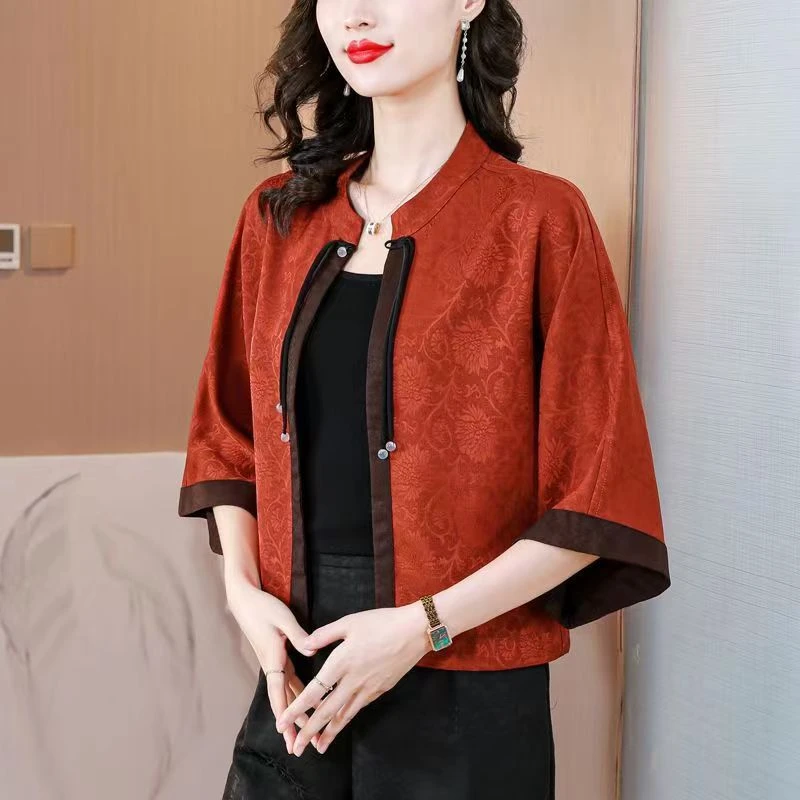 127-杭州新中式国风双面穿优雅时尚复古百搭休闲小洋气薄款外套