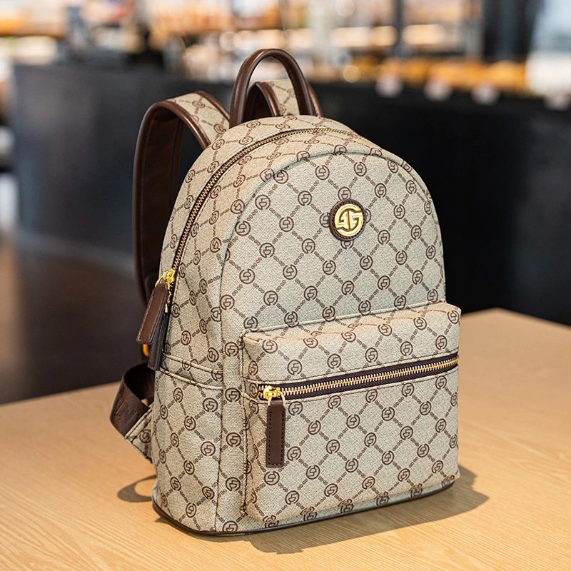 GELANDAI戈兰黛春夏新款双肩包女韩版百搭印花双肩背包旅行书包