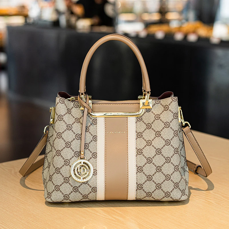 戈兰黛轻奢女包2025新款气质手提大包女士时尚百搭单肩斜挎印花包
