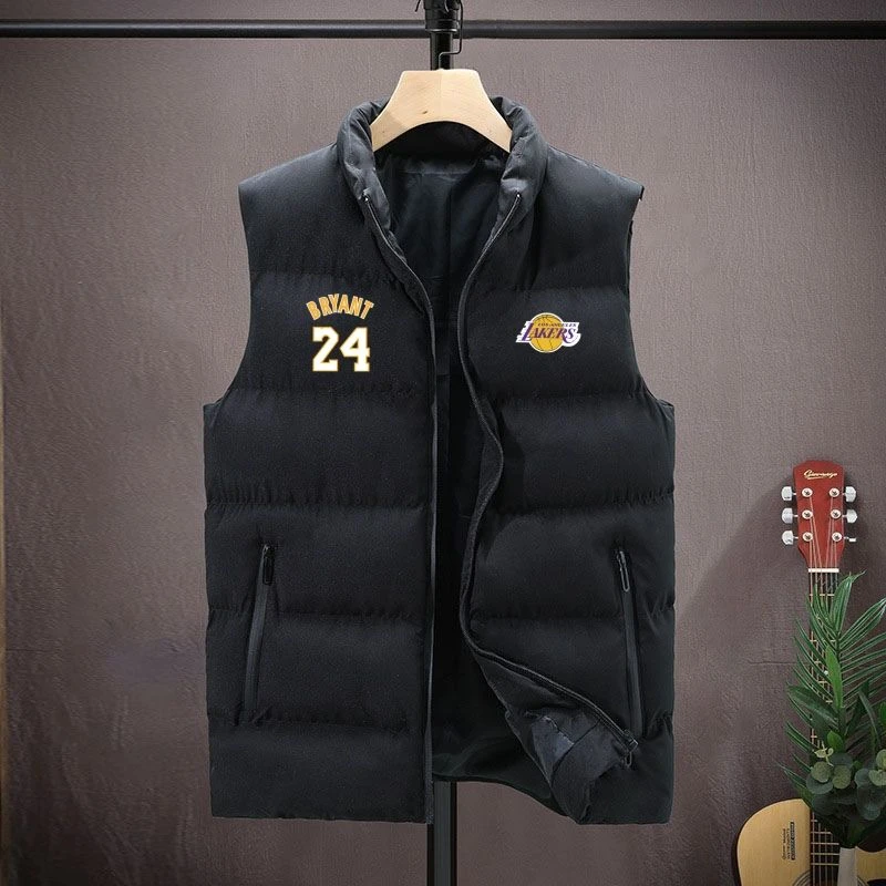 科比24号纪念运动马甲男秋冬季加棉厚款加肥大码宽松坎肩篮球外套