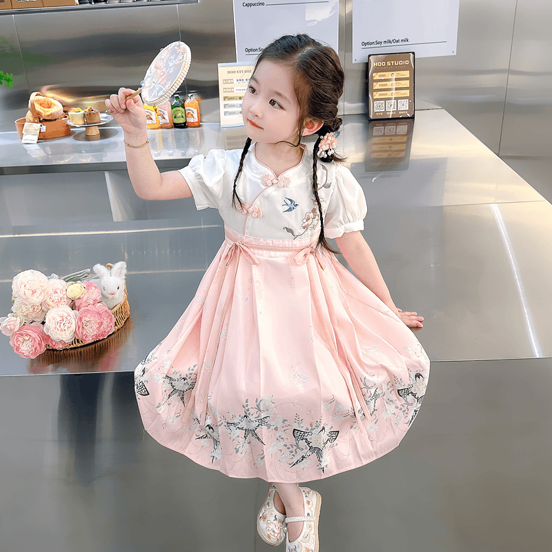 女童汉服连衣裙夏装2024新款夏季小女孩中国风绣花公主裙儿童裙子