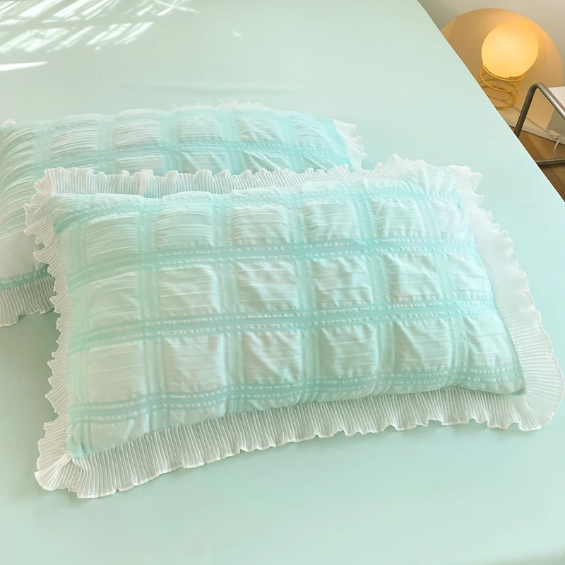 枕头套一对装公主风泡泡纱枕套一只少女心枕头皮2床上用品枕芯套