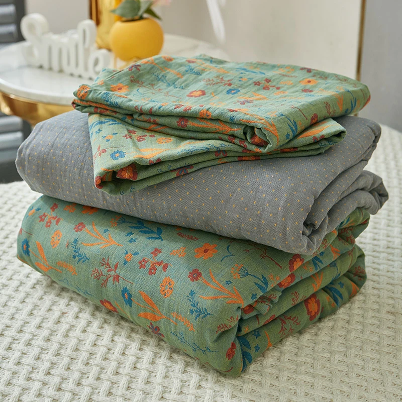 复古风纯棉提花双层纱四件套棉床单被套被罩春夏高极感床上用品