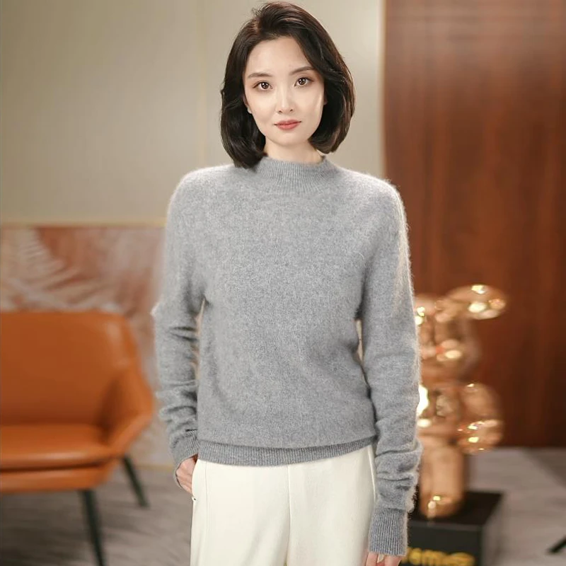 【100%羊毛拉毛】高端秋冬圆领保暖打底针织衫 秋冬款加厚