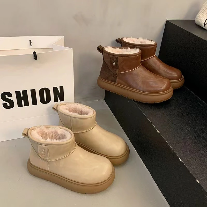 【Mi SHang】皮皮面时髦厚底雪地靴~1005~