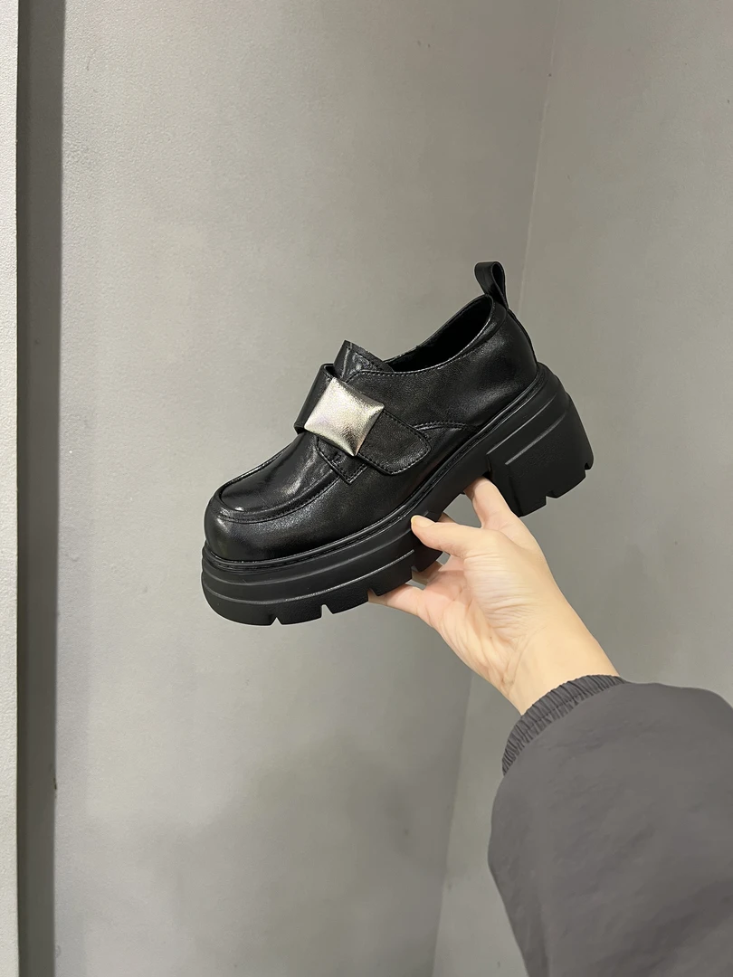 【Mi SHang】方糖真皮厚底加绒乐福鞋~2819~