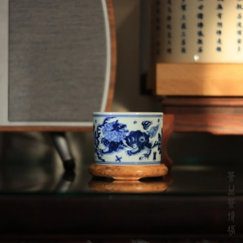 浣溪龙窑本源珍藏仿元狮子直口杯陶瓷纯手工主人杯手绘柴窑