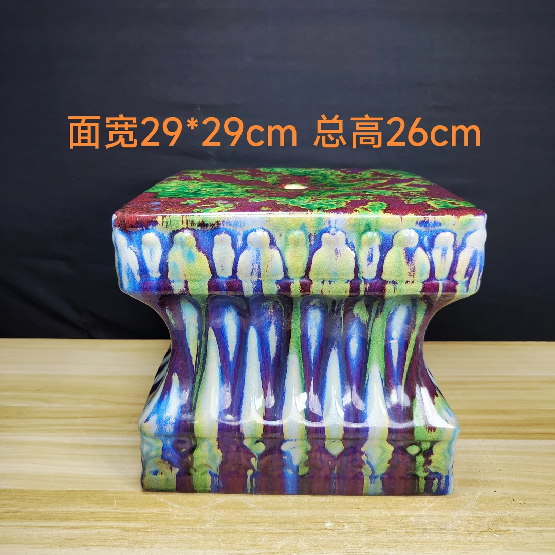 四方收腰花底座花墩花架花座石湾窑