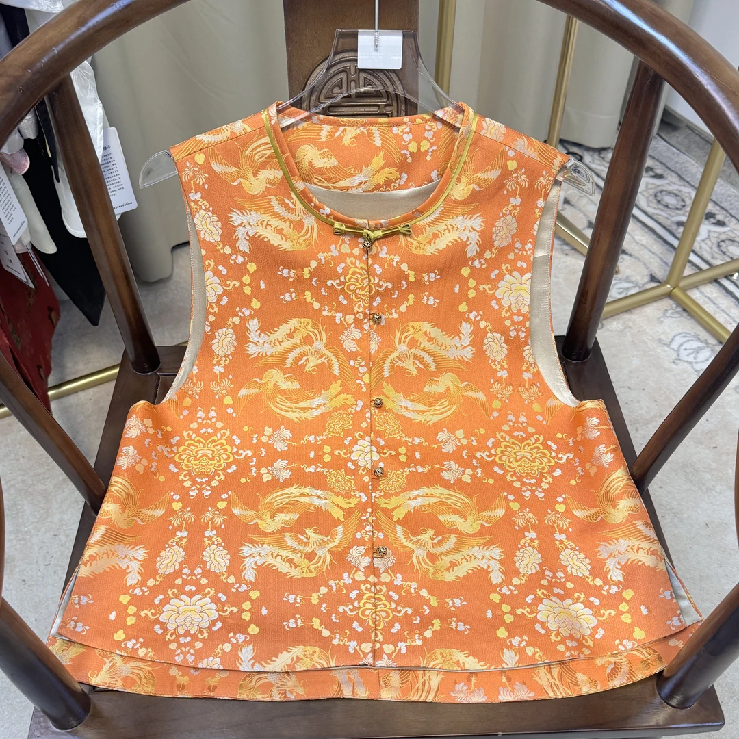 【凤凰于飞】上久楷新中式马甲国风宋锦上衣百搭清新时尚潮气质