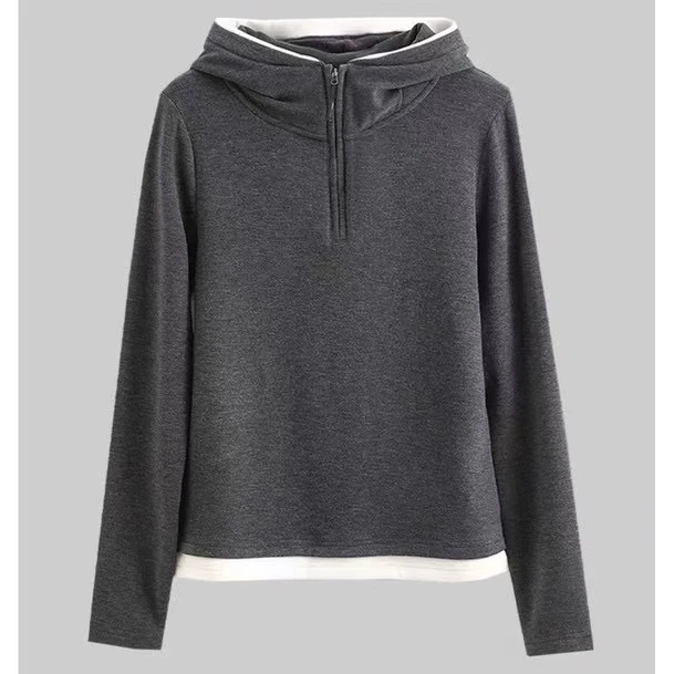 JR-清默认瑕疵NO退换！冬季蚕丝半拉链连帽长袖T恤，2961