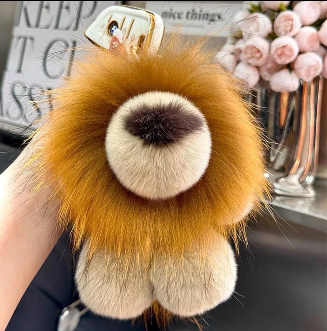 【霸气小狮子】皮草挂件獭兔毛挂件车挂件钥匙扣
