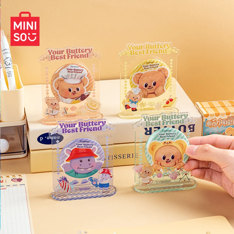 【名创优品】得力HY850黄油小熊磁吸立牌徽章套组生日礼物（混）