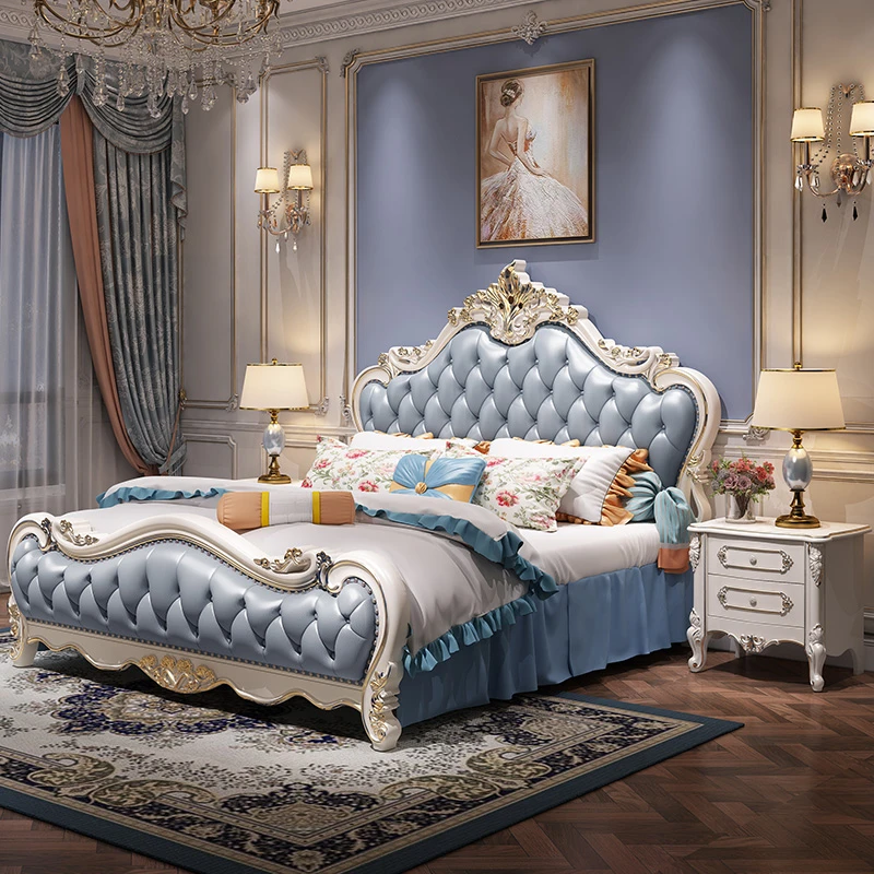 宝藏款高颜值头层牛皮床高端大气佛山床主卧室婚床轻奢简约公主床