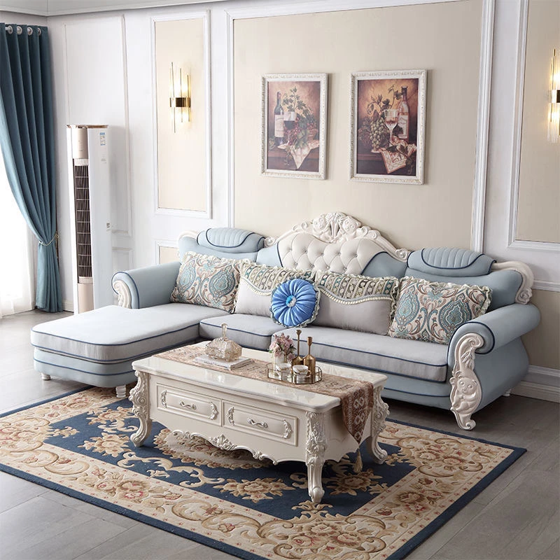 设计师简欧布艺客厅沙发餐厅奢华转角贵妃免洗科技布简约沙发成套