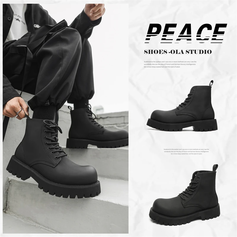 [魂系]秋冬男士休闲百搭潮流厚底英伦风高帮马丁靴冬季-QL8231