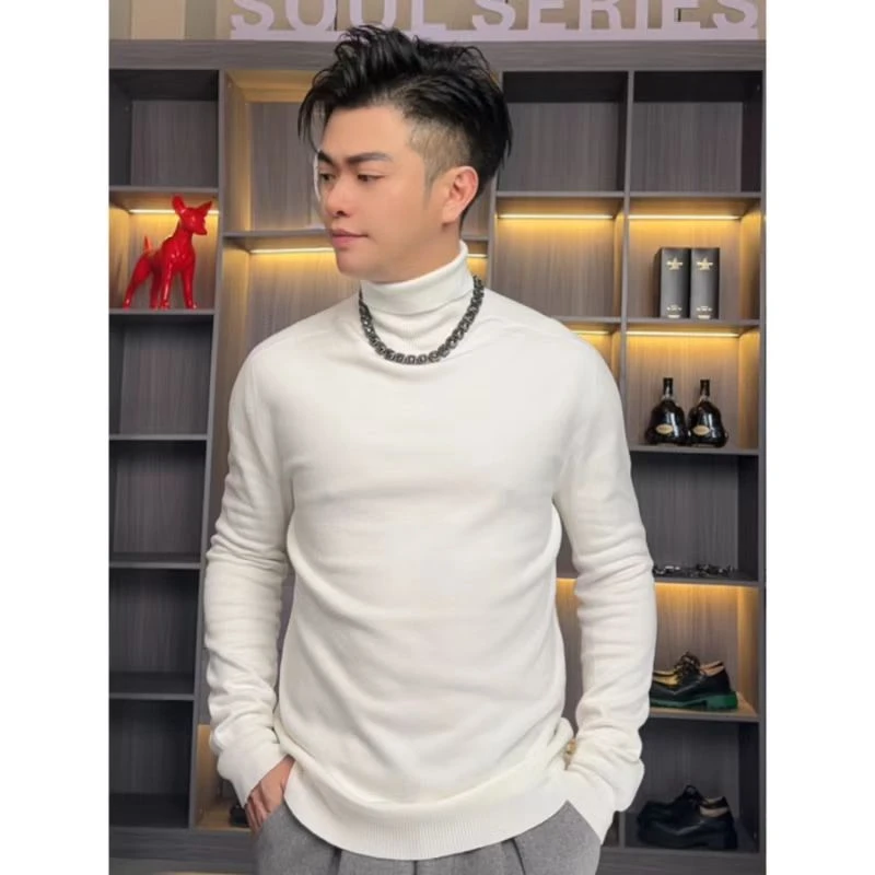 [魂系]秋冬男士修身长袖一线无缝百搭休闲高领毛衣-Q