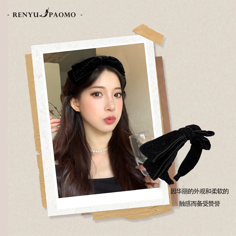 人鱼泡沫【星夜】气质发箍秋冬法式复古蝴蝶结高颅顶网红头箍百搭