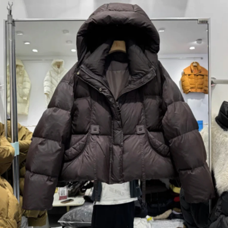 时尚洋气短款女连帽小个子保暖羽绒服