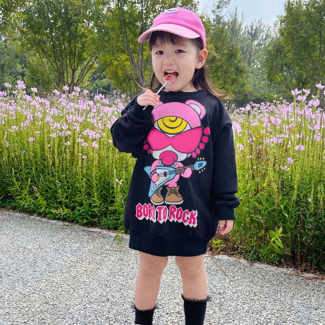 沐沐家 泰迪吉他印花长袖卫衣