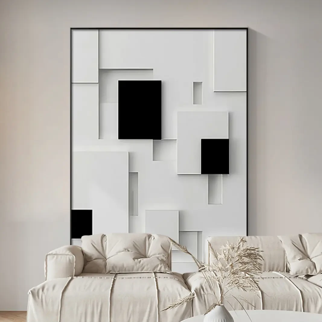 现代简约抽象几何入户玄关装饰画走廊过道高级立体感壁画轻奢挂画