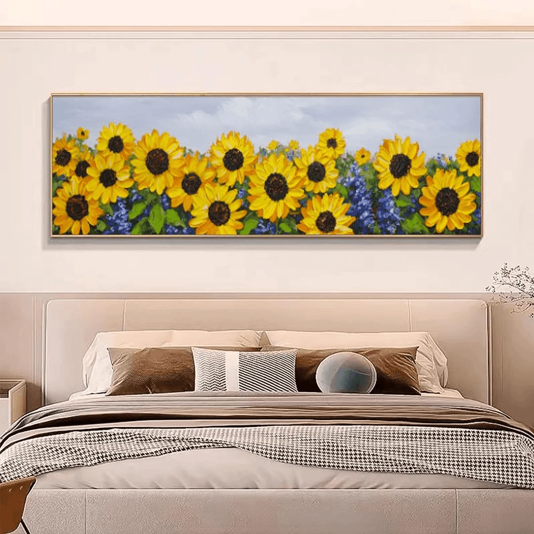 春日暖阳 |向日葵油画床头装饰画背景单幅铝合金装裱