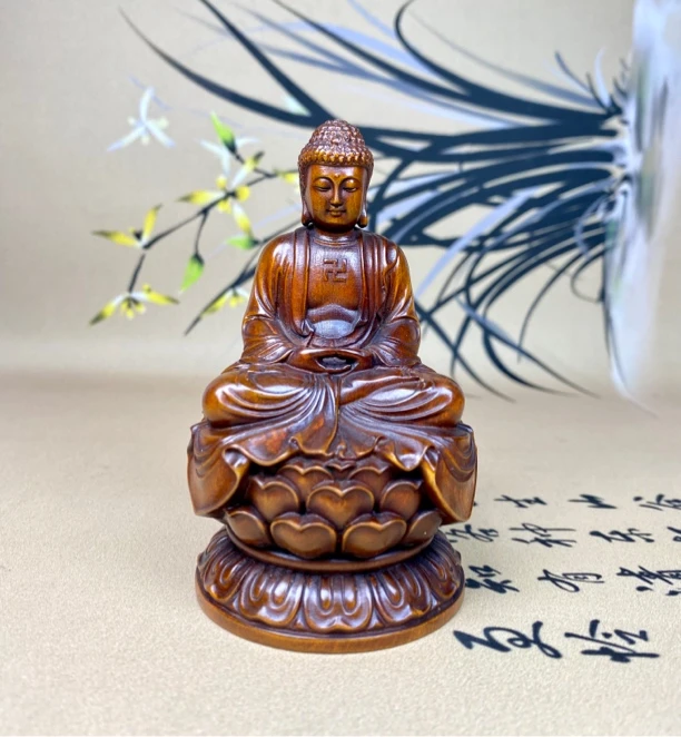 小叶黄杨木仿古（大日如来佛）高度10.2，口径6