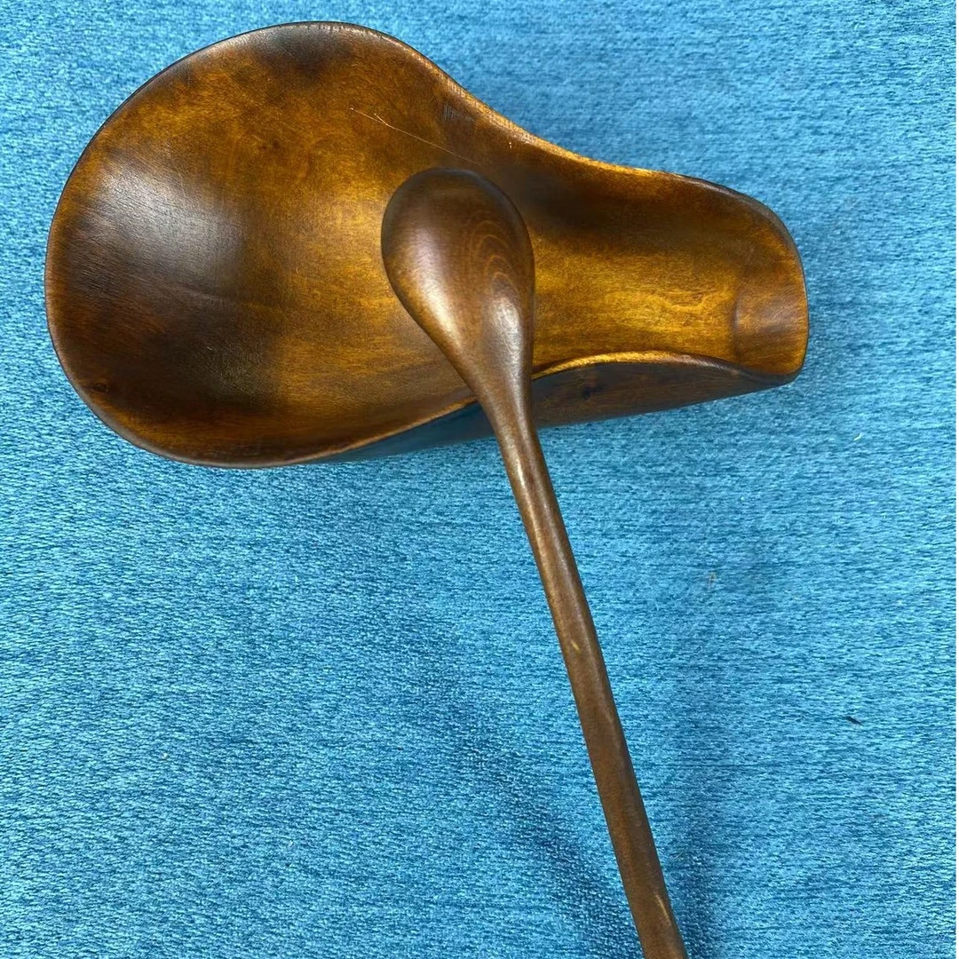 小叶黄杨木仿古做旧（茶则茶勺）复古实心长柄老式怀旧摆件落地茶道