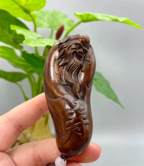 小叶黄杨木仿古（寿星）木雕工艺品挂件手把