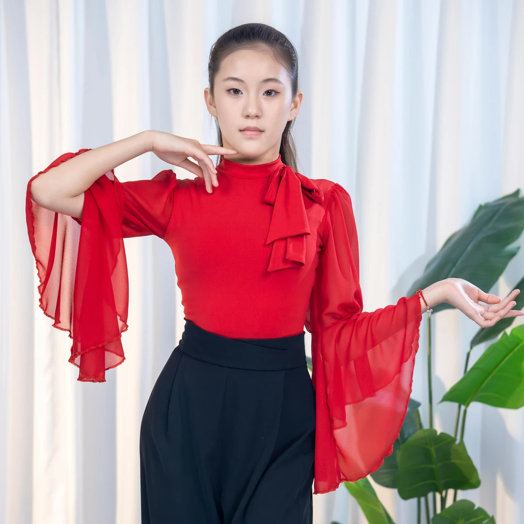 新款摩登舞上衣高端交谊舞蹈服小高领设计中年广场舞服装40-60岁
