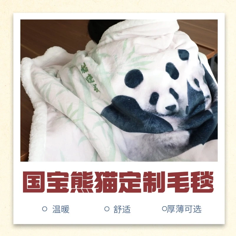 大熊猫定制毛毯空调毯办公室空调毯