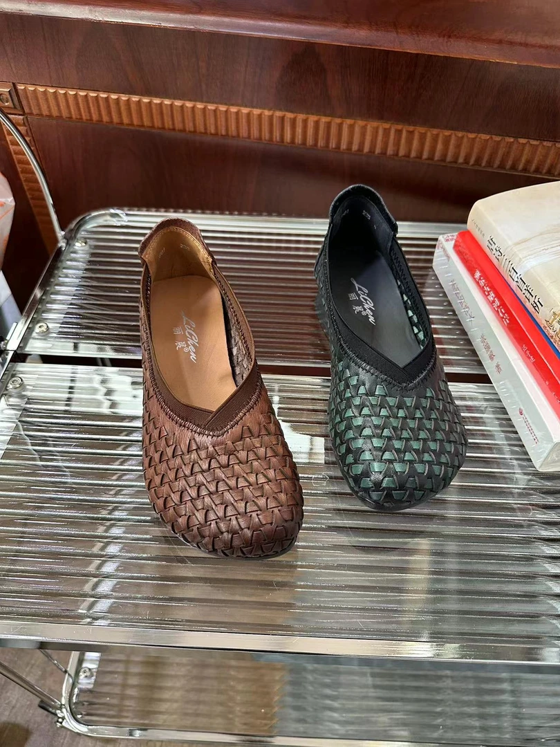 时尚舒适牛皮编织妈妈鞋3051