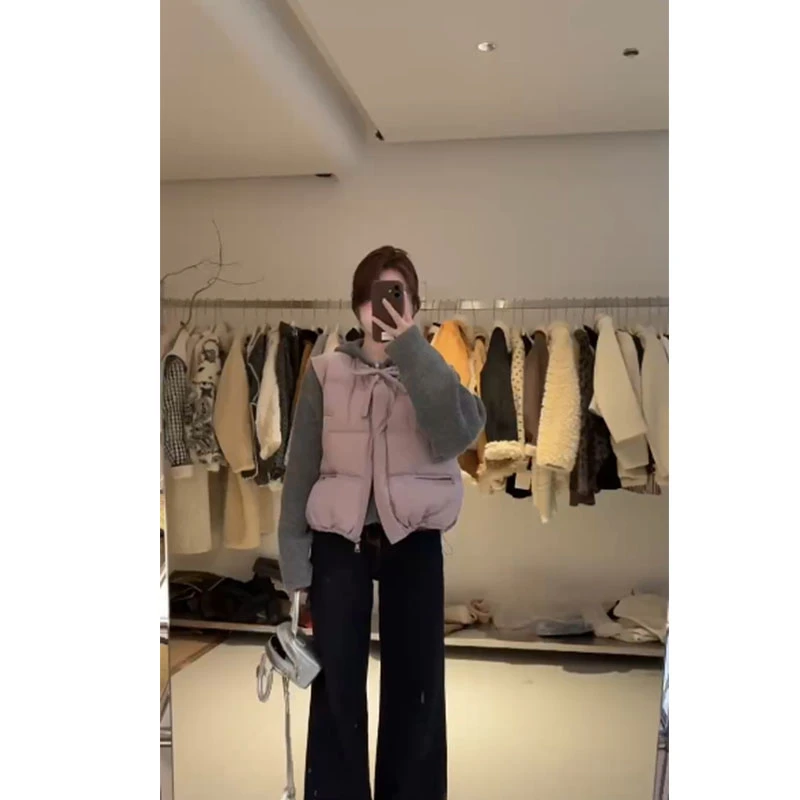 秋冬新款盐系气质休闲风内搭长袖毛衣宽松马甲背心高腰显瘦阔腿裤