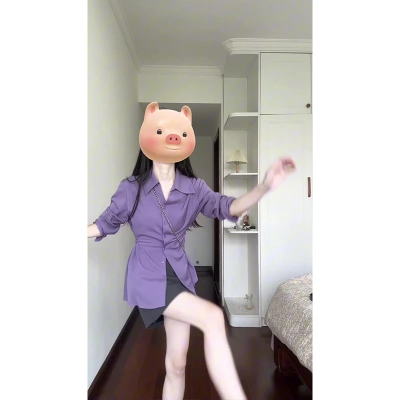 2024早秋新款轻熟风时尚宽松百搭长袖衬衫上衣高腰显瘦休闲半身裙