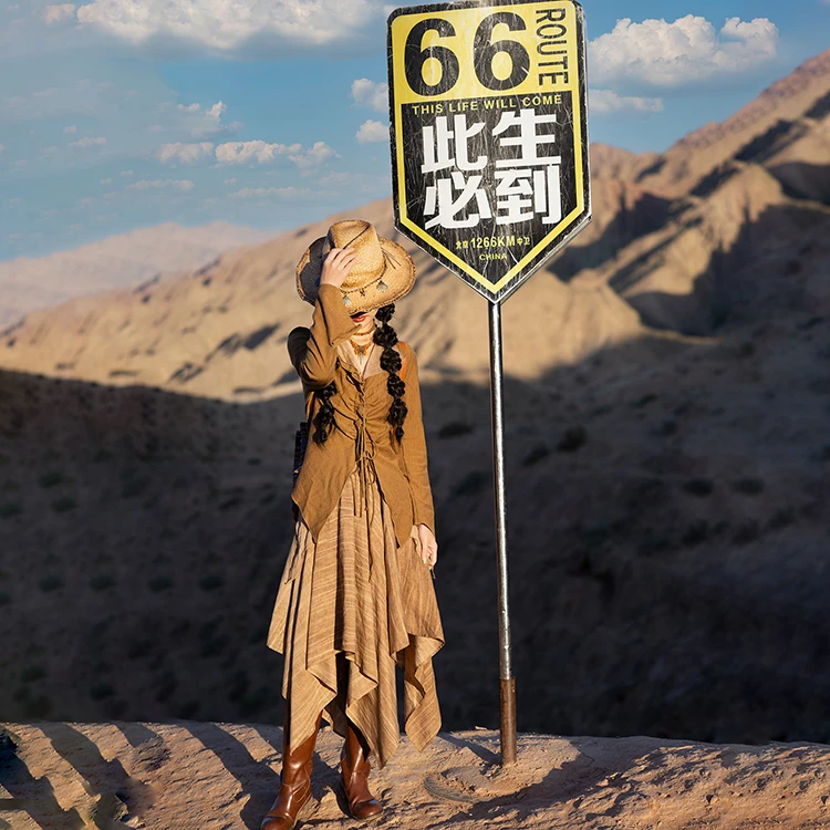 理想三旬旅行女装复古咖啡色系带针织衬衫开衫短款上衣秋冬