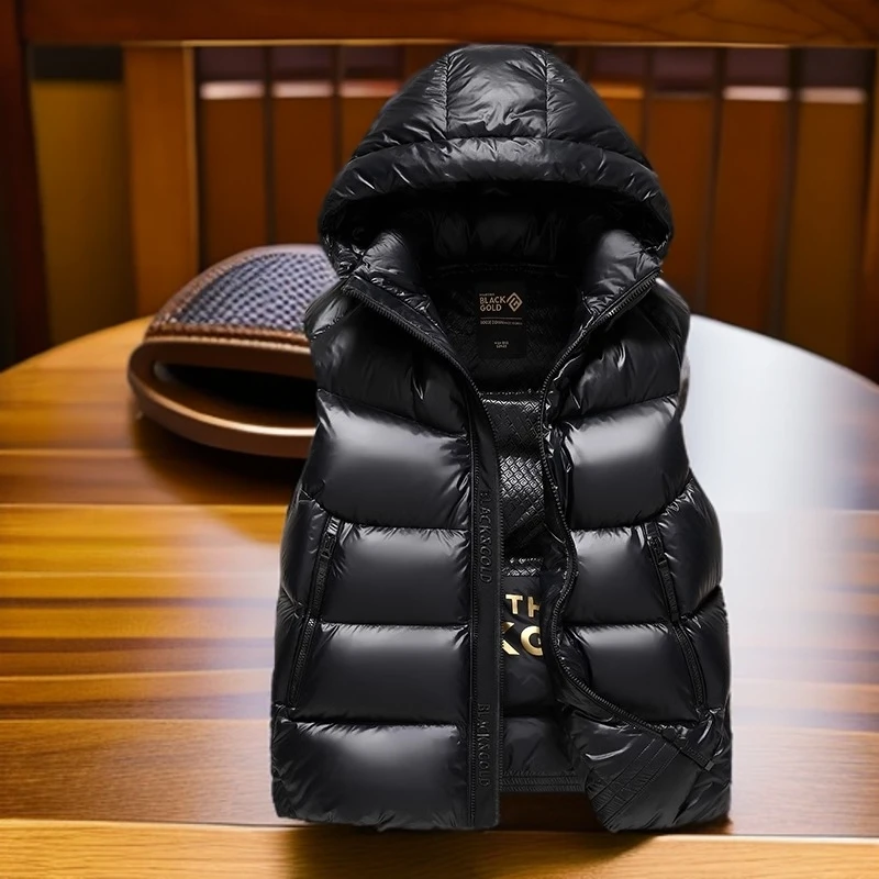 宾斯洛特时尚潮男女同款羽绒马甲保暖坎肩可拆卸连帽鹅绒外穿背心